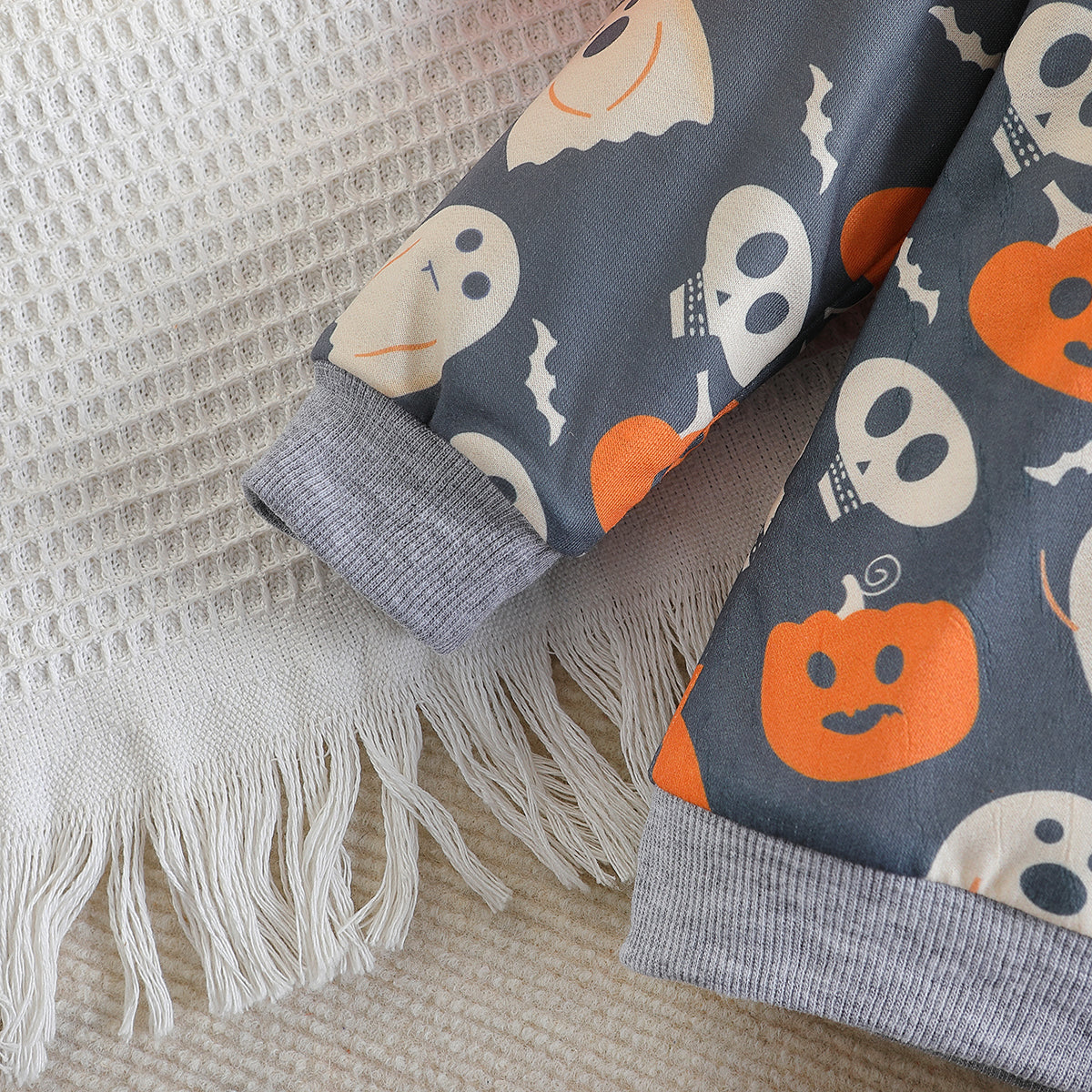 Girls Grey & Orange Printed T-shirt with Trousers