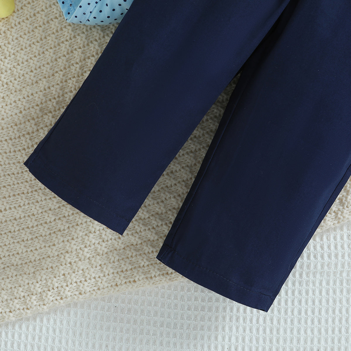 Infant Boys Blue Printed Bodysuit With Trousers & Suspenders & Cap