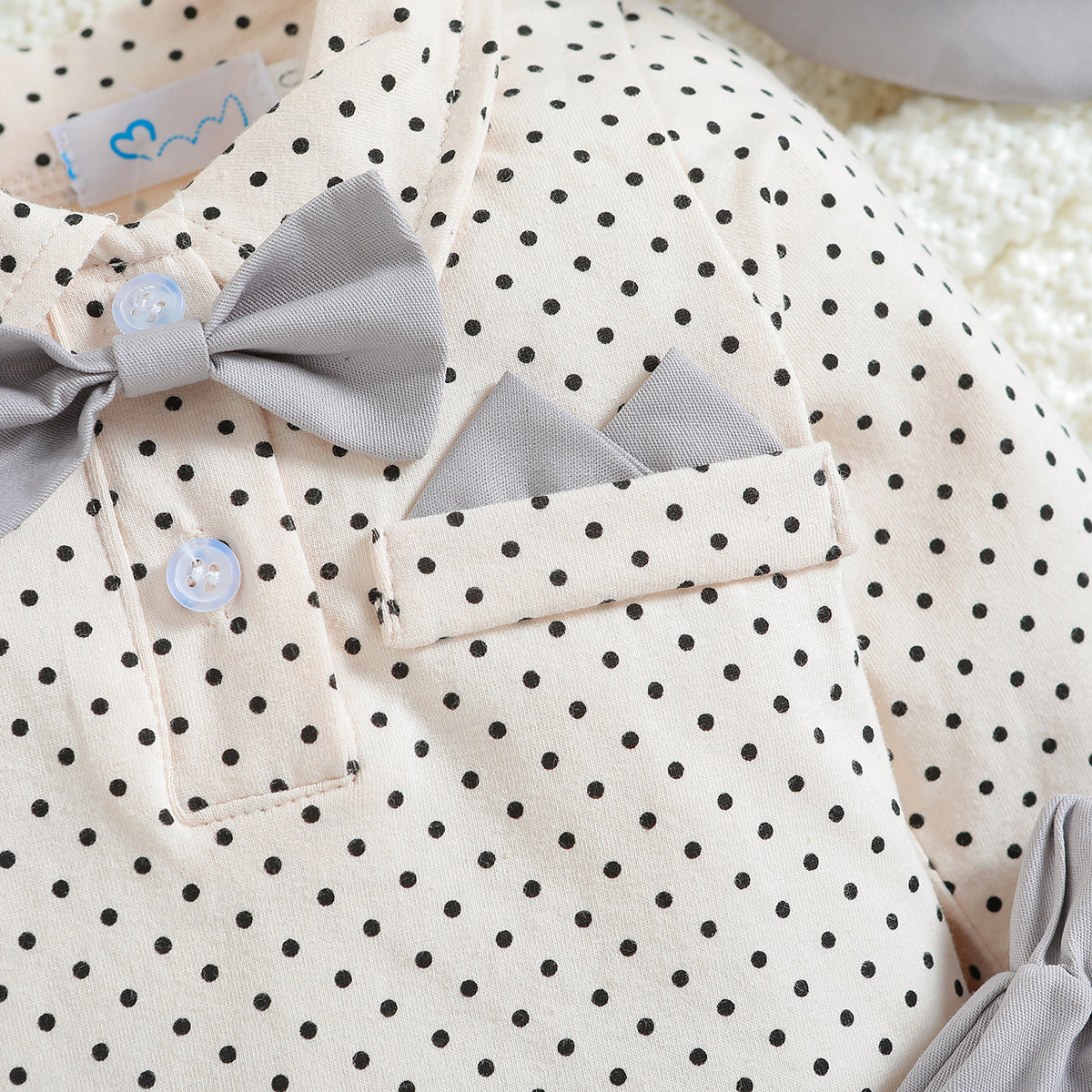 Boys Beige & Grey Printed Shirt with Trousers & Suspenders