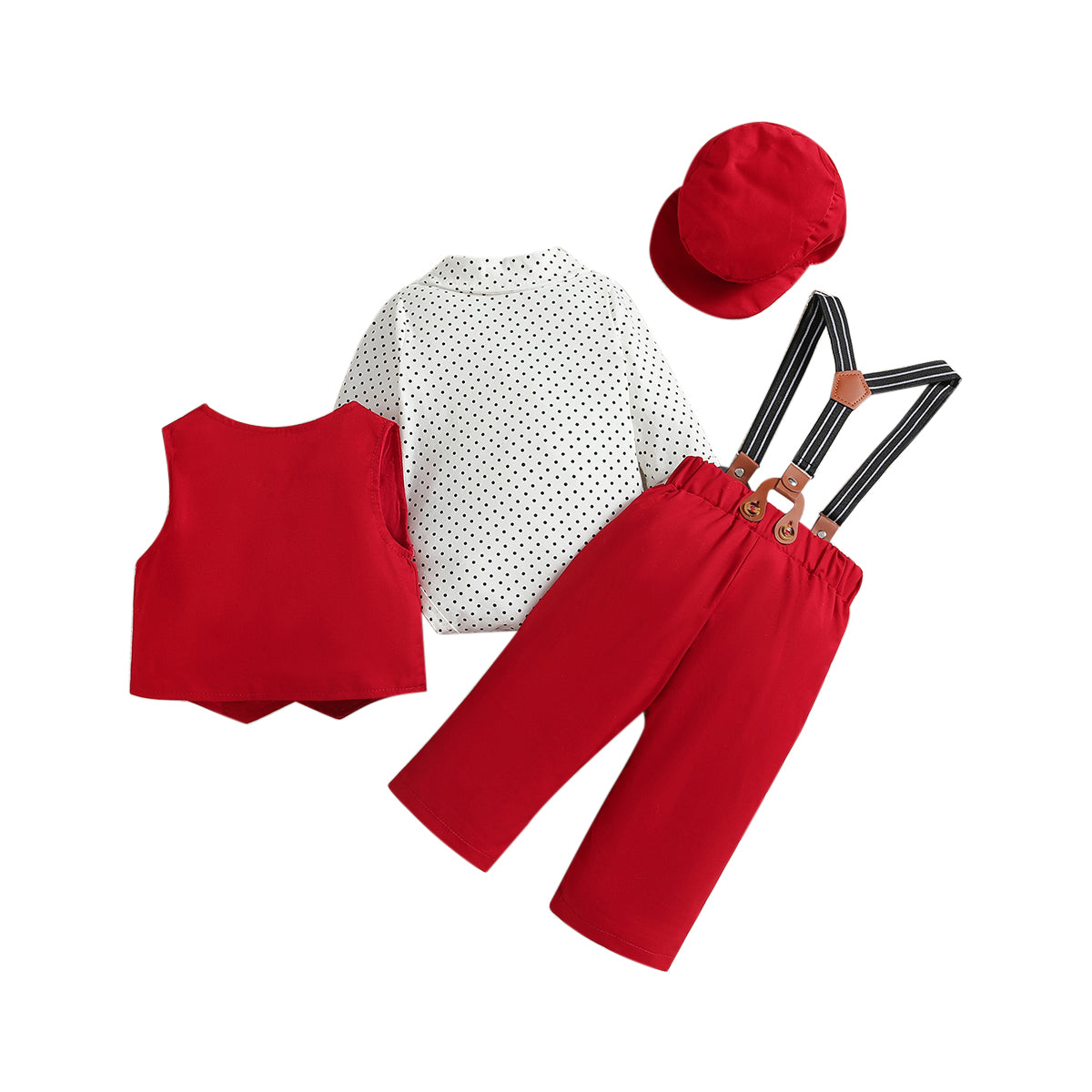 Boys Red & White 5 Piece Suit