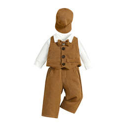 Boys Brown Shirt Collar Clothing Set