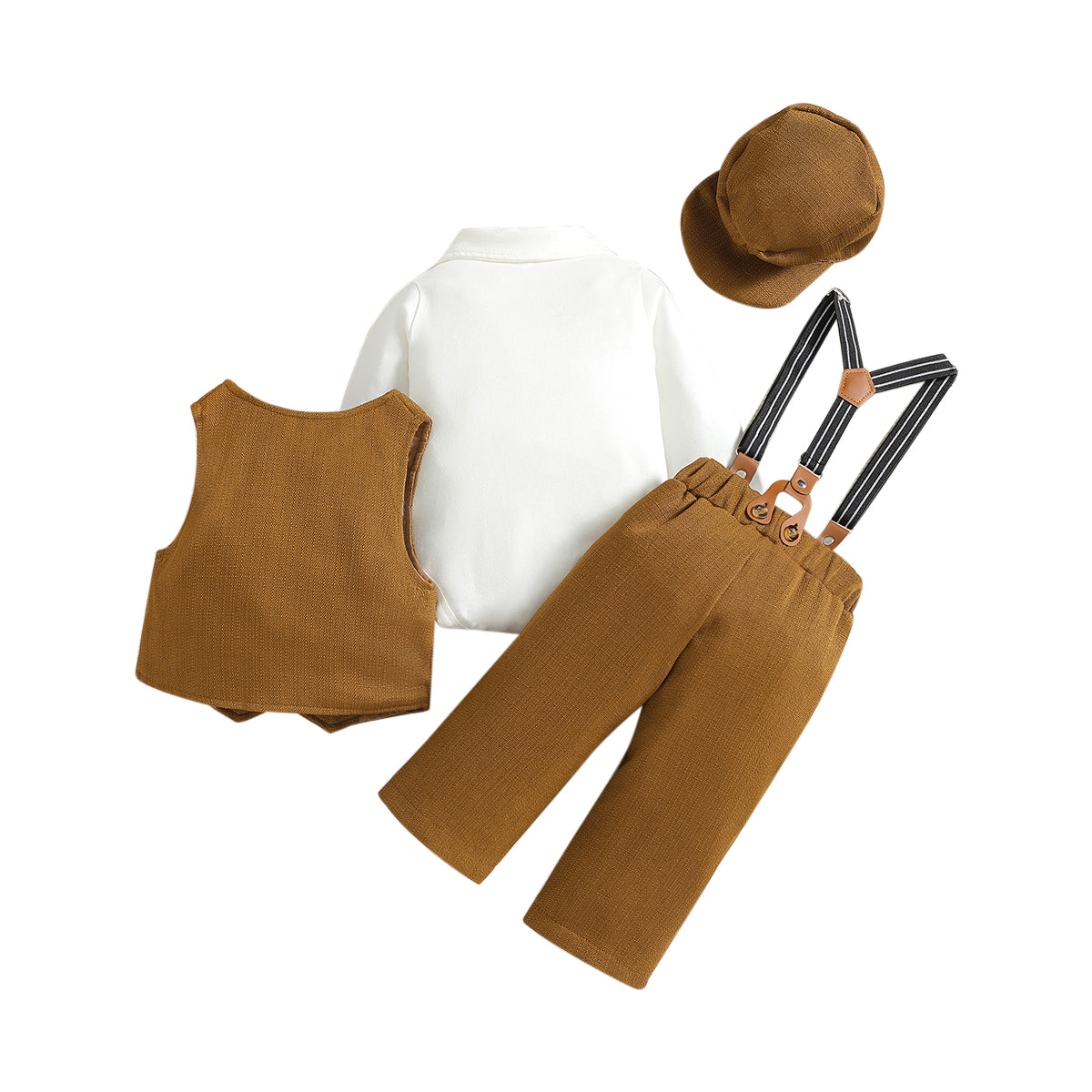 Boys Brown Shirt Collar Clothing Set