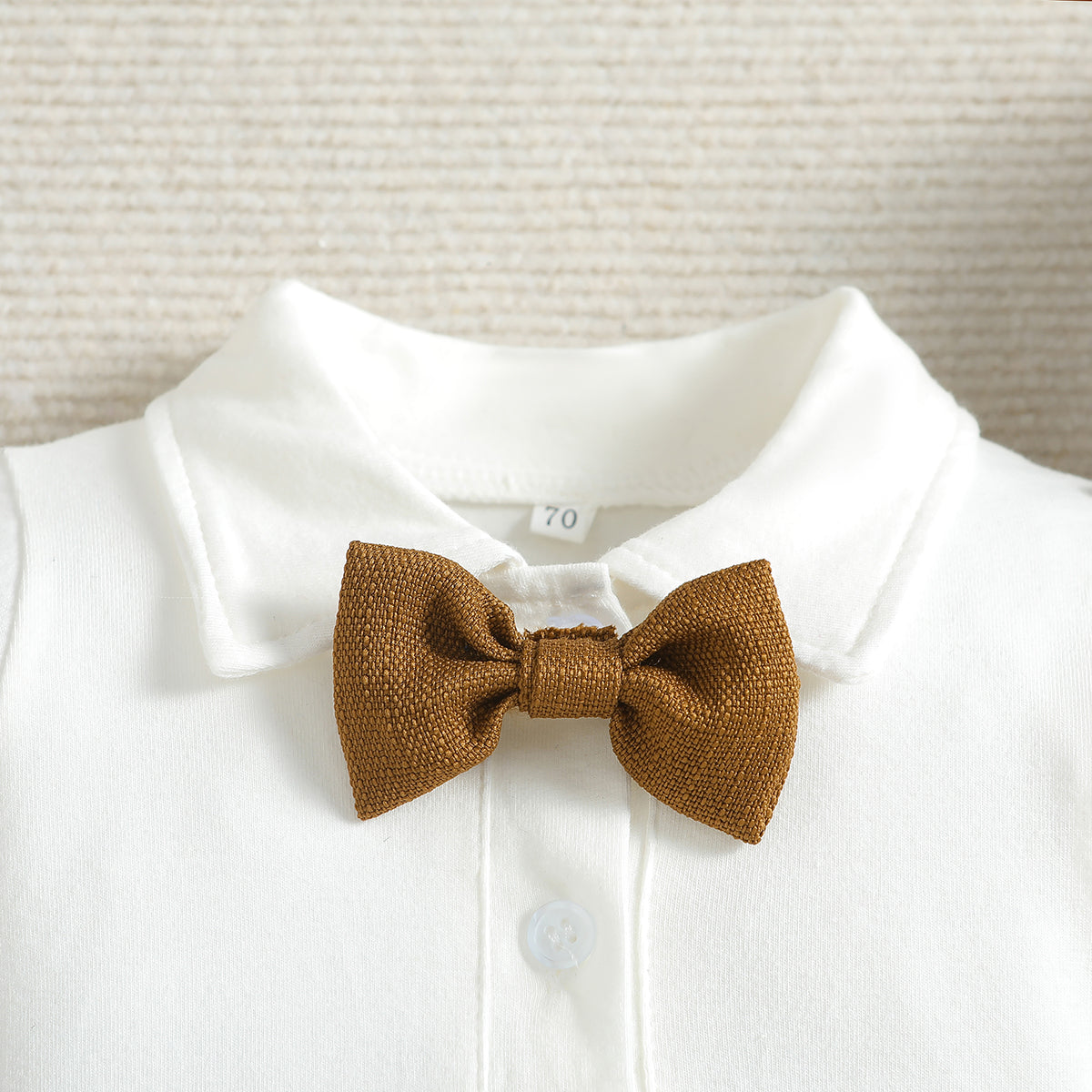 Boys Brown Shirt Collar Clothing Set