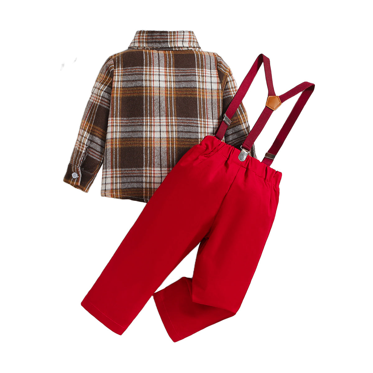 Boys Red Checked Shirt with Trousers