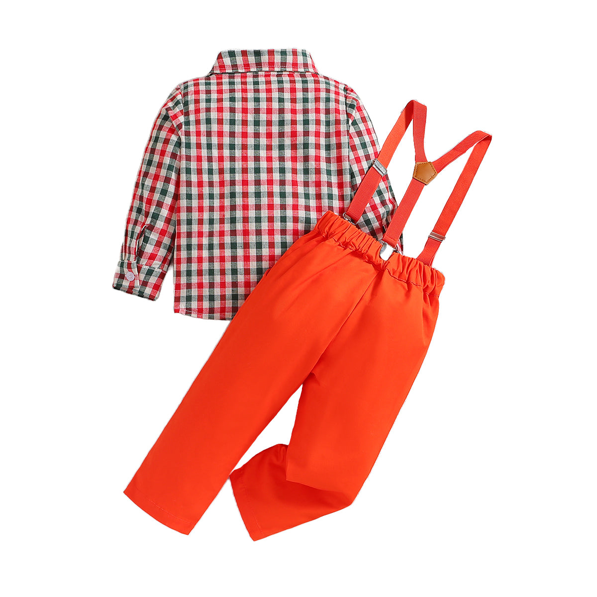 Boys Orange Checked Shirt with Trousers