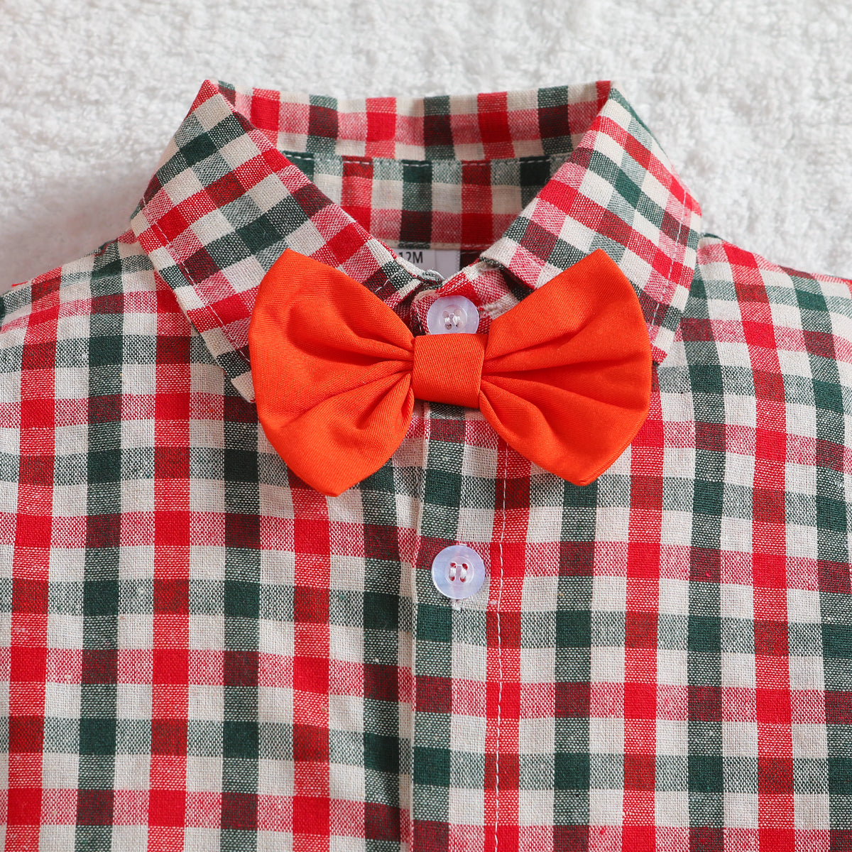 Boys Orange Checked Shirt with Trousers