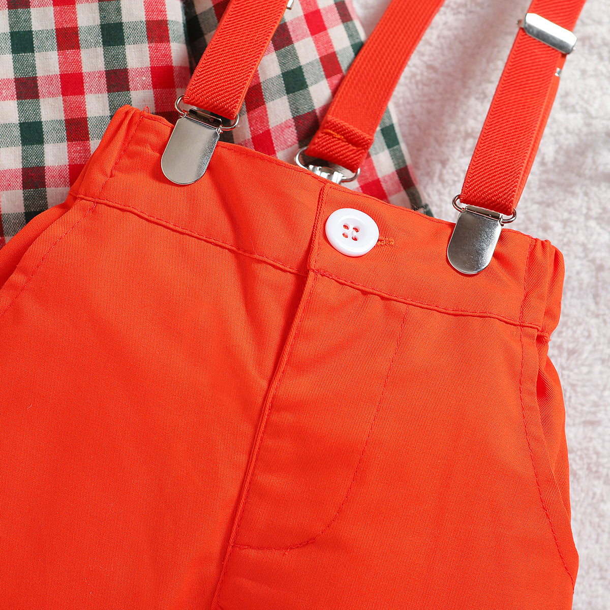 Boys Orange Checked Shirt with Trousers