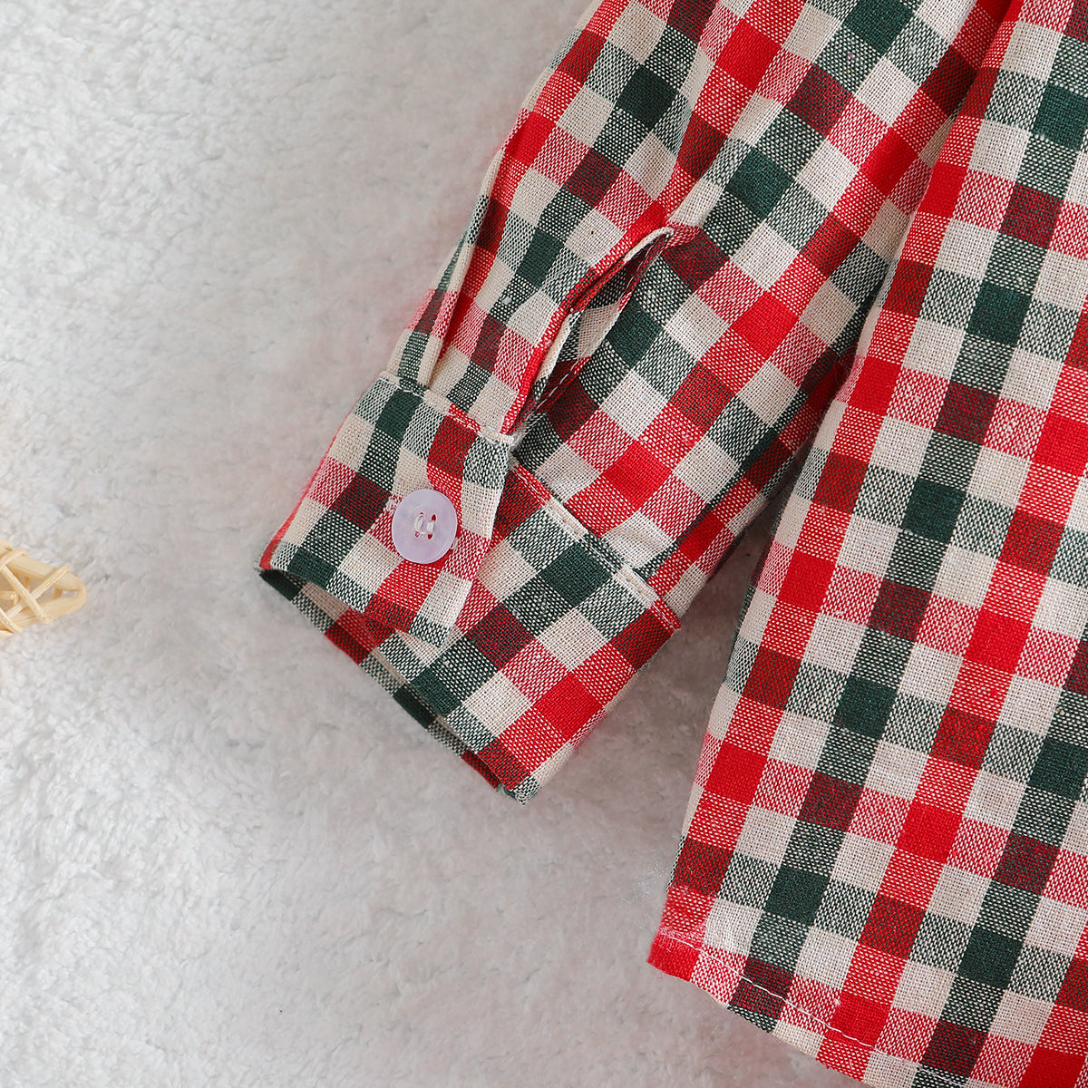 Boys Orange Checked Shirt with Trousers