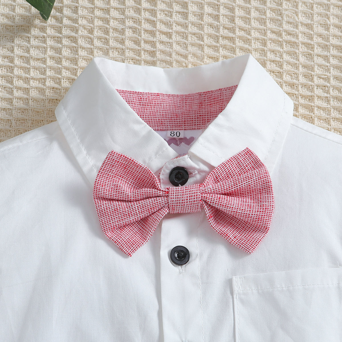 Boys Pink & White Shirt with Trousers & Suspenders