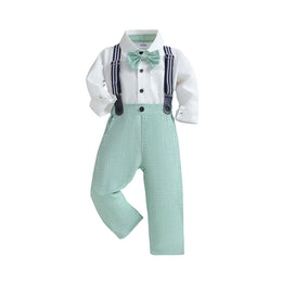 Boys Green Shirt with Trousers With Suspenders