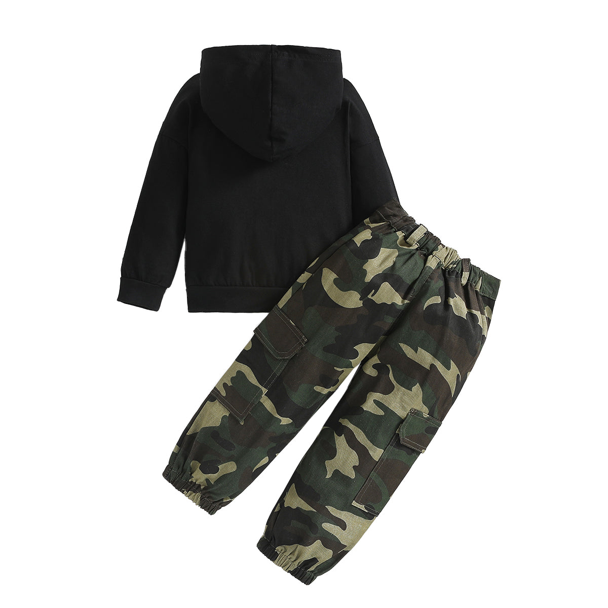 Boys Green Camouflage Printed Coat With Trousers