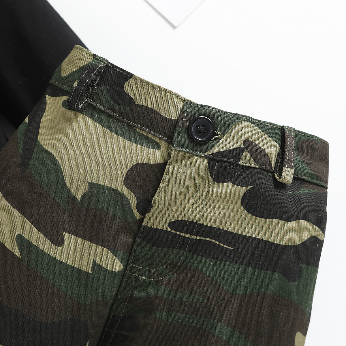 Boys Green Camouflage Printed Coat With Trousers