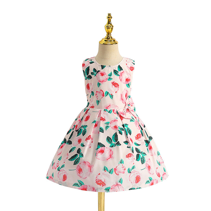 Girls Floral Print Fit & Flare Maxi Dress