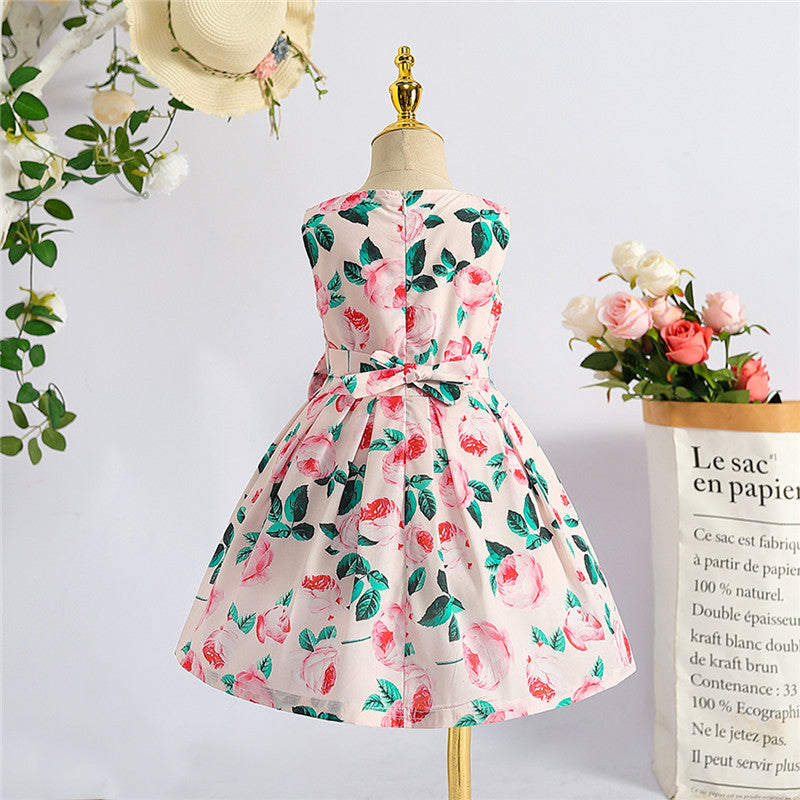 Girls Floral Print Fit & Flare Maxi Dress