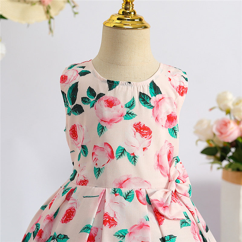 Girls Floral Print Fit & Flare Maxi Dress