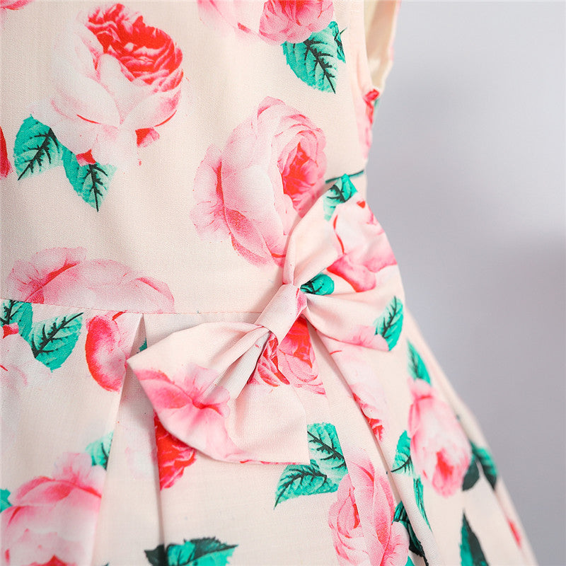 Girls Floral Print Fit & Flare Maxi Dress