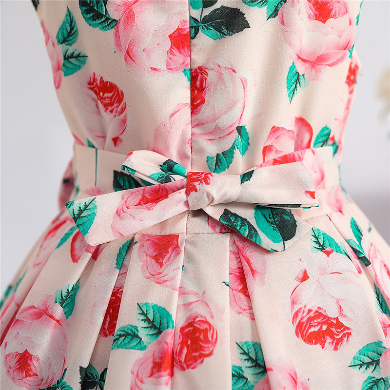 Girls Floral Print Fit & Flare Maxi Dress