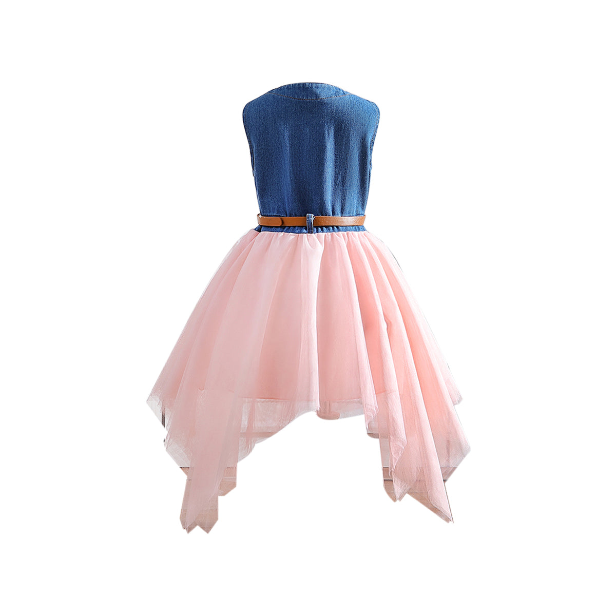 Girls Pink Asymmetric Cotton Fit and Flare Midi Dress