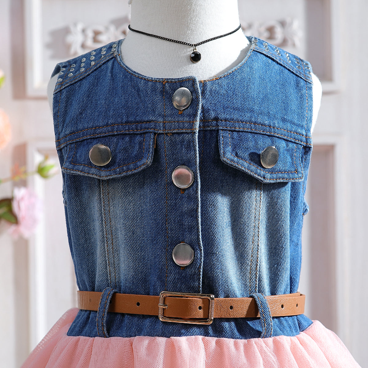 Girls Pink Asymmetric Cotton Fit and Flare Midi Dress