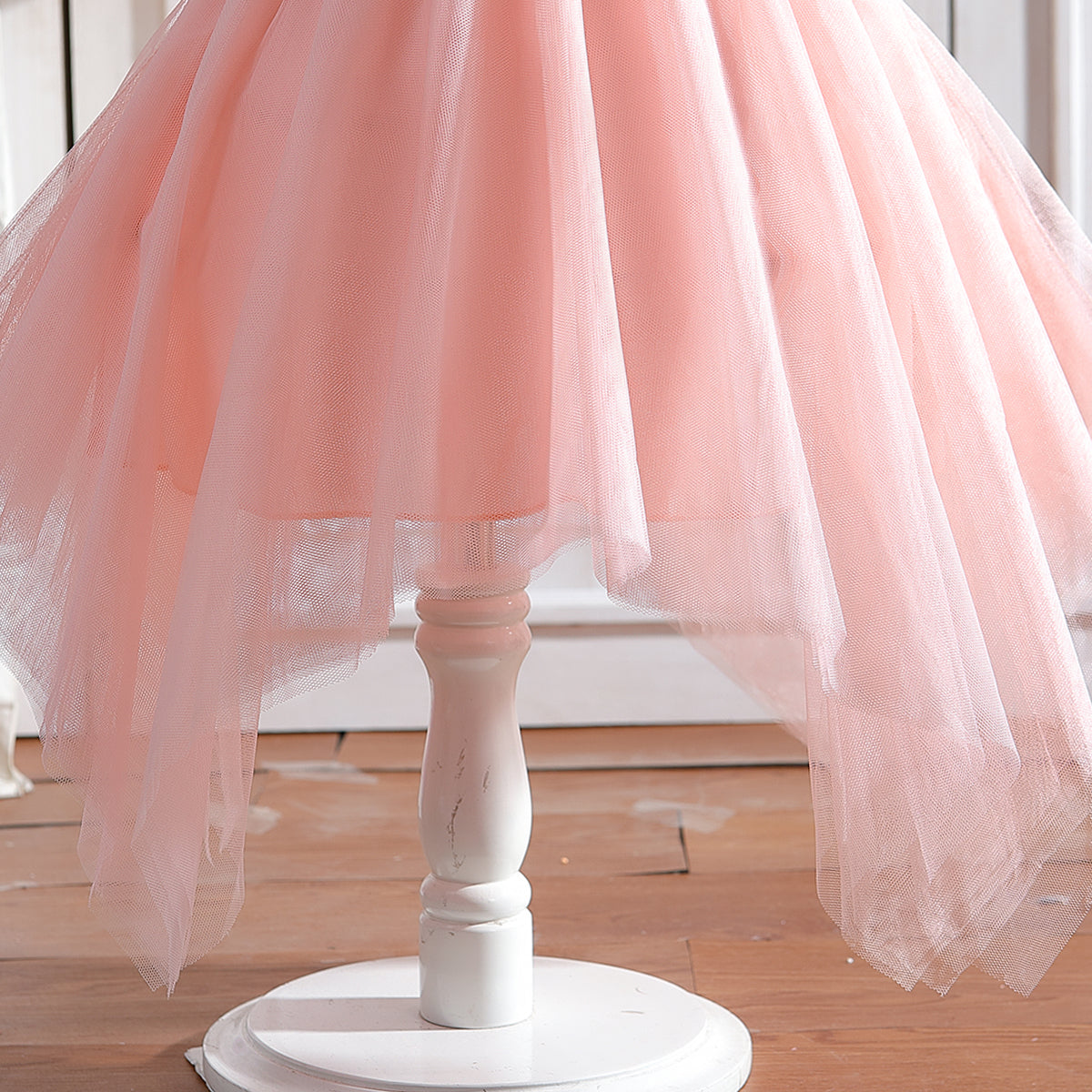 Girls Pink Asymmetric Cotton Fit and Flare Midi Dress