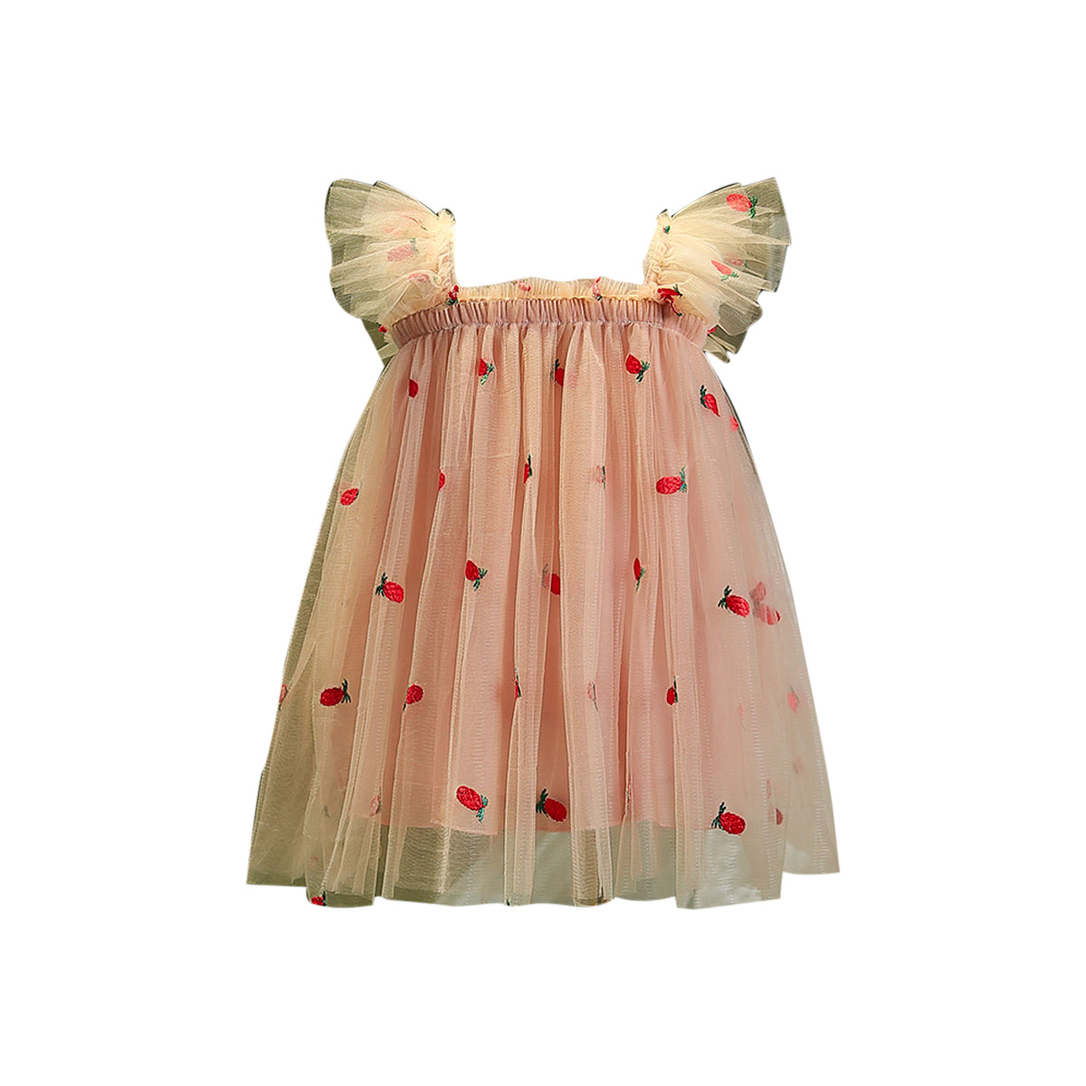 Orange Girls Self Design V-Neck Pleated A-Line Midi Dress