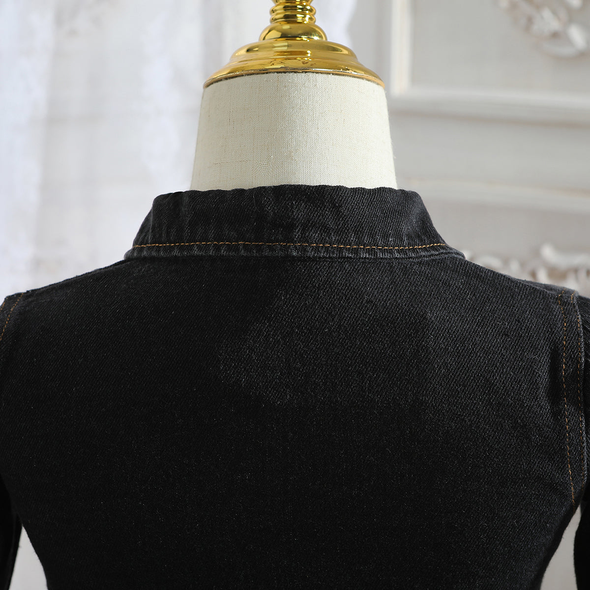 Girls Shirt Collar Denim Balloon Midi Dress