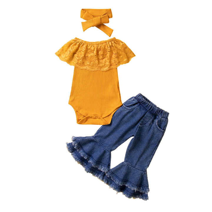 Girls Yellow Boat Neck Sleeveless Pure Cotton Top With Palazzo