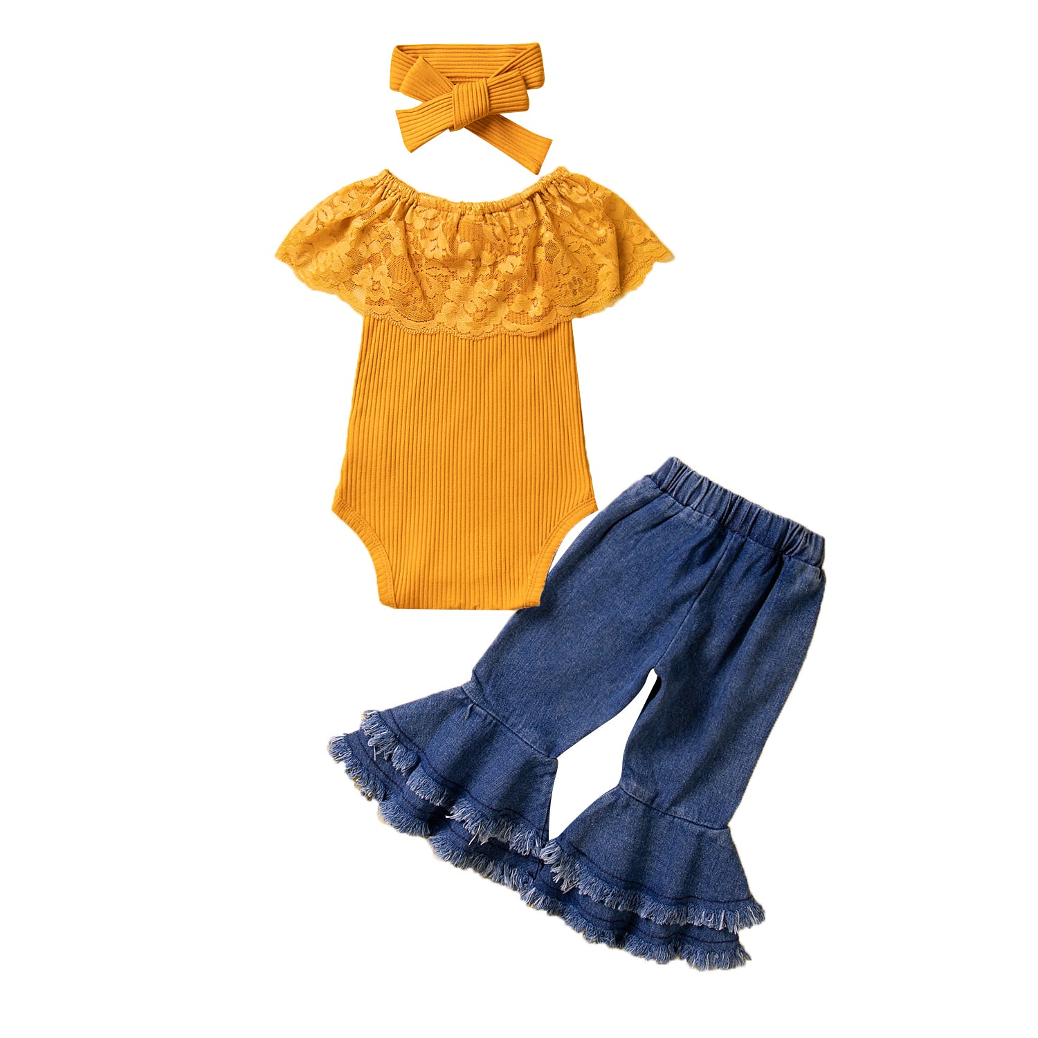 Girls Yellow Boat Neck Sleeveless Pure Cotton Top With Palazzo