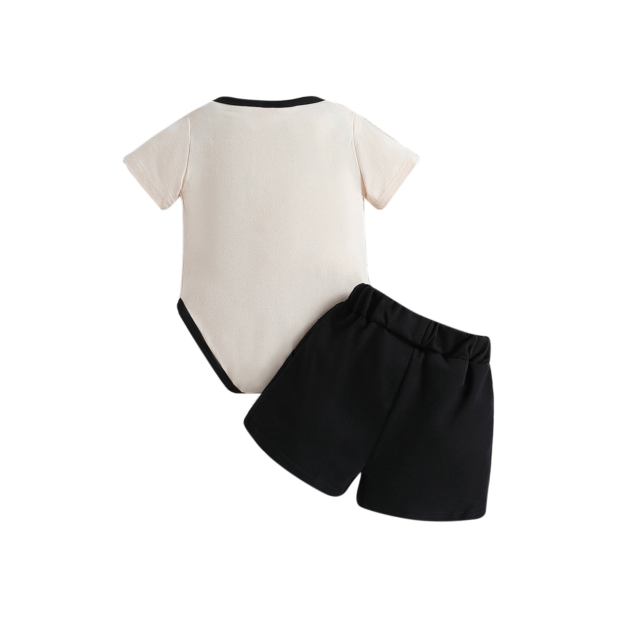 Boys White & Black Striped T-Shirt with Shorts