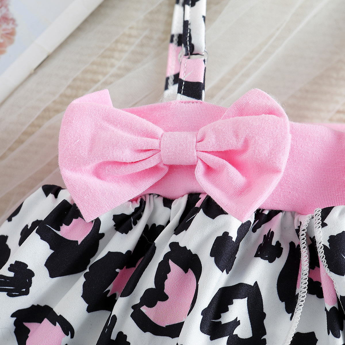 Infant Girls Black & White Printed Cotton Bodysuit