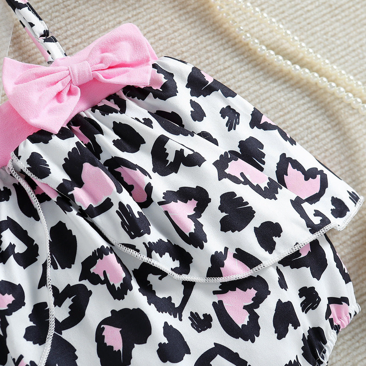 Infant Girls Black & White Printed Cotton Bodysuit