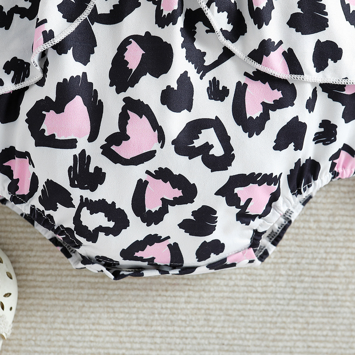 Infant Girls Black & White Printed Cotton Bodysuit