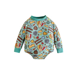 Infants Girls Green Conversational Printed Cotton Bodysuit