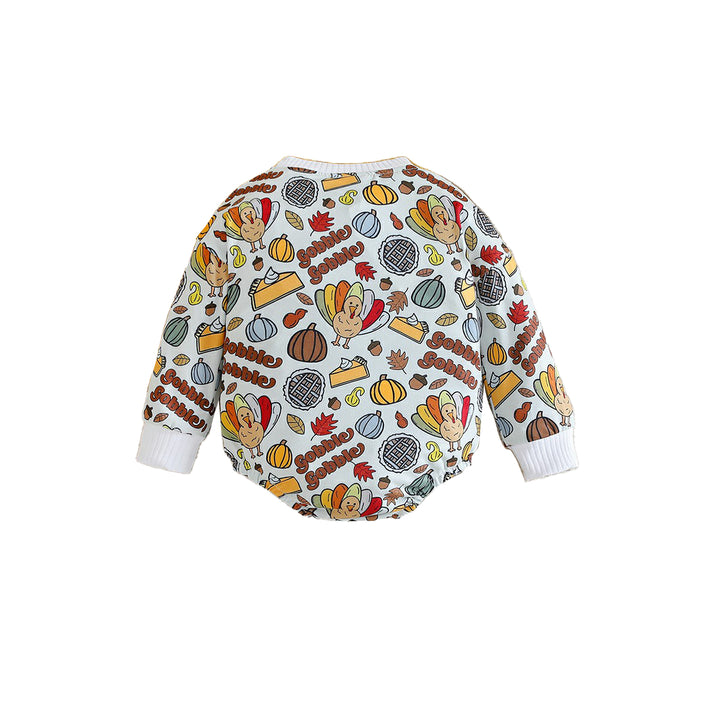 Infant Boys Blue & Beige Printed Cotton Bodysuit