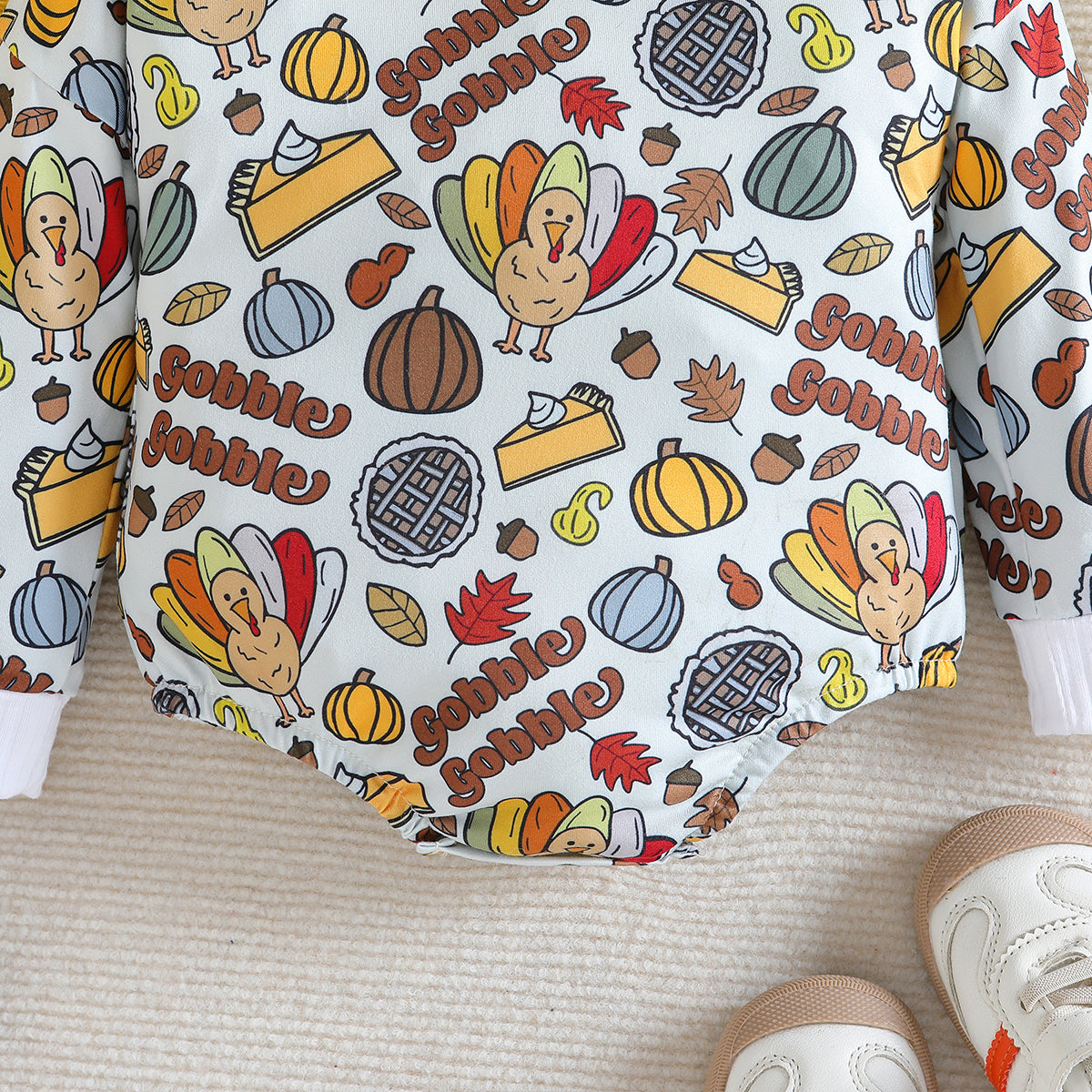 Infant Boys Blue & Beige Printed Cotton Bodysuit
