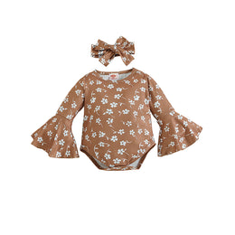 Infants Girls Brown  Printed Cotton Bodysuit