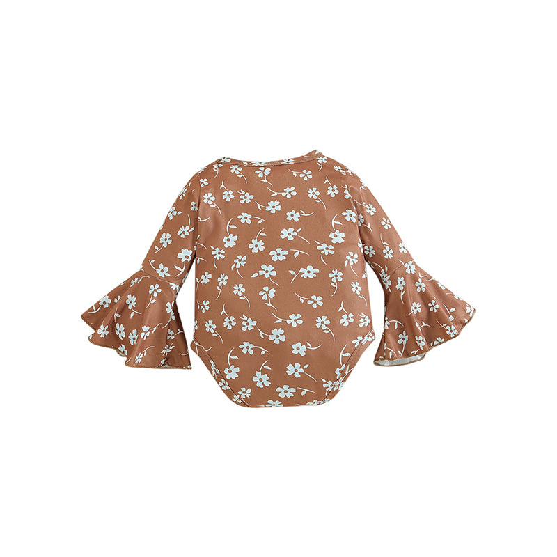 Infants Girls Brown  Printed Cotton Bodysuit