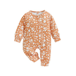 Girls Floral Printed Cotton Rompers