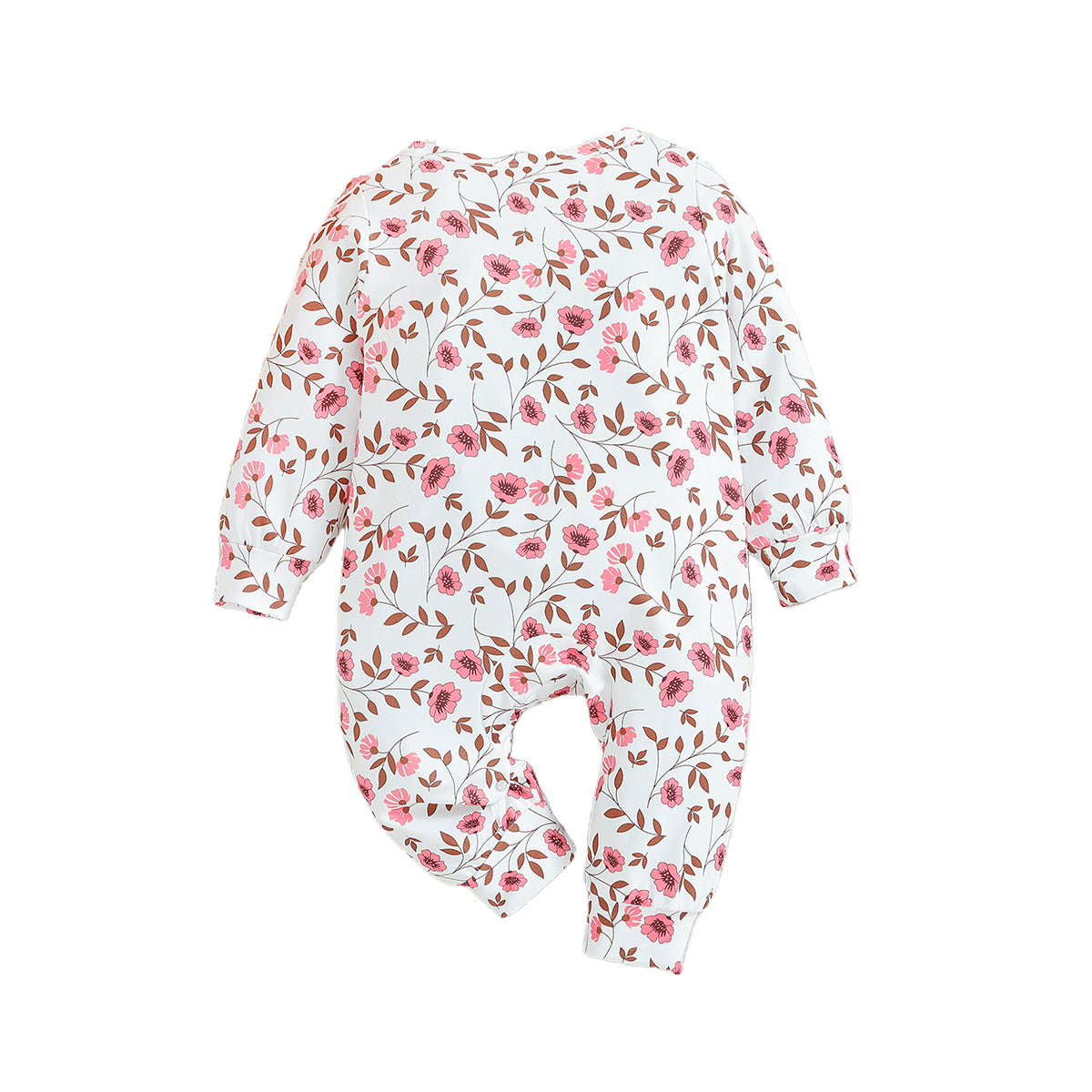 Infant Girls White Floral Printed Cotton Romper