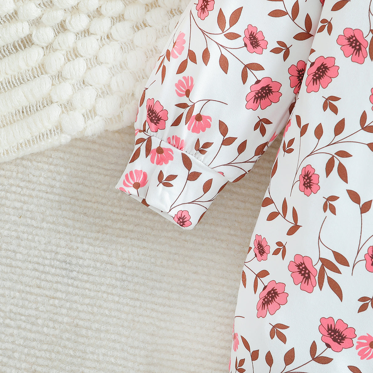 Infant Girls White Floral Printed Cotton Romper