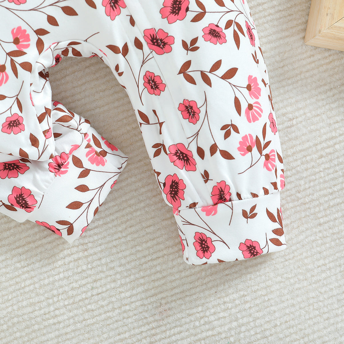 Infant Girls White Floral Printed Cotton Romper