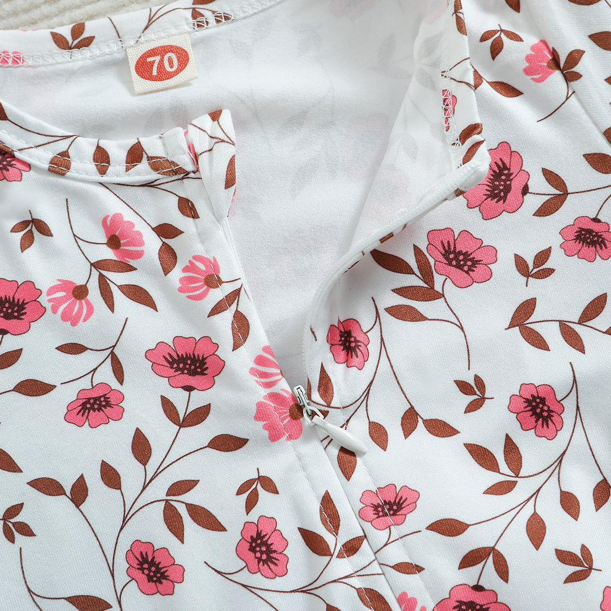 Infant Girls White Floral Printed Cotton Romper