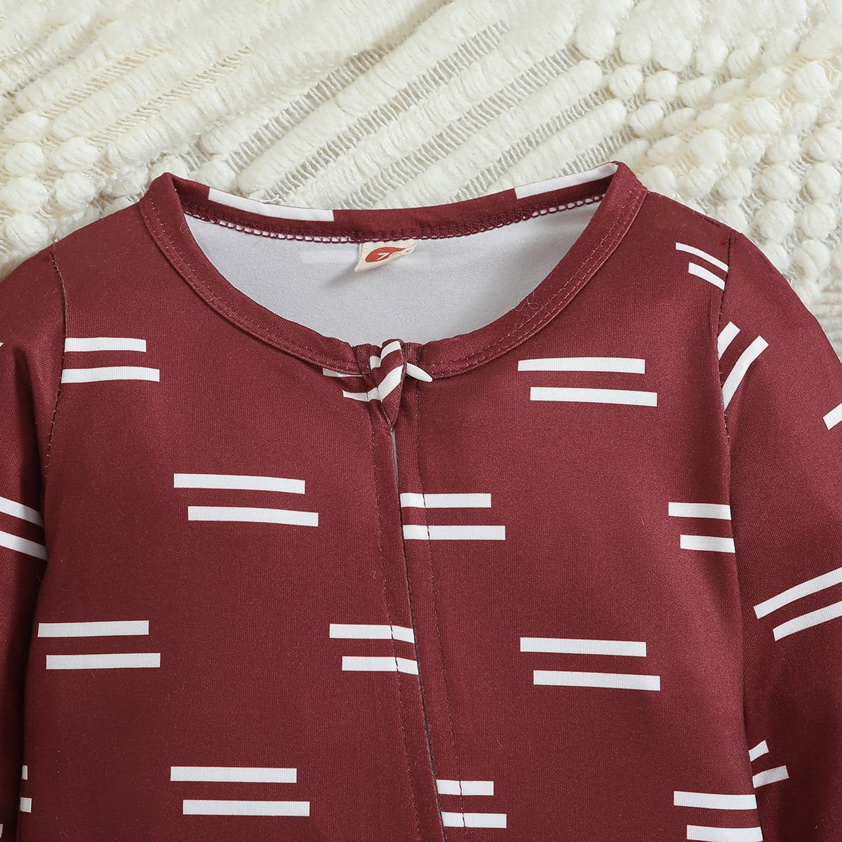 Infant Boys Maroon Printed Cotton Rompers