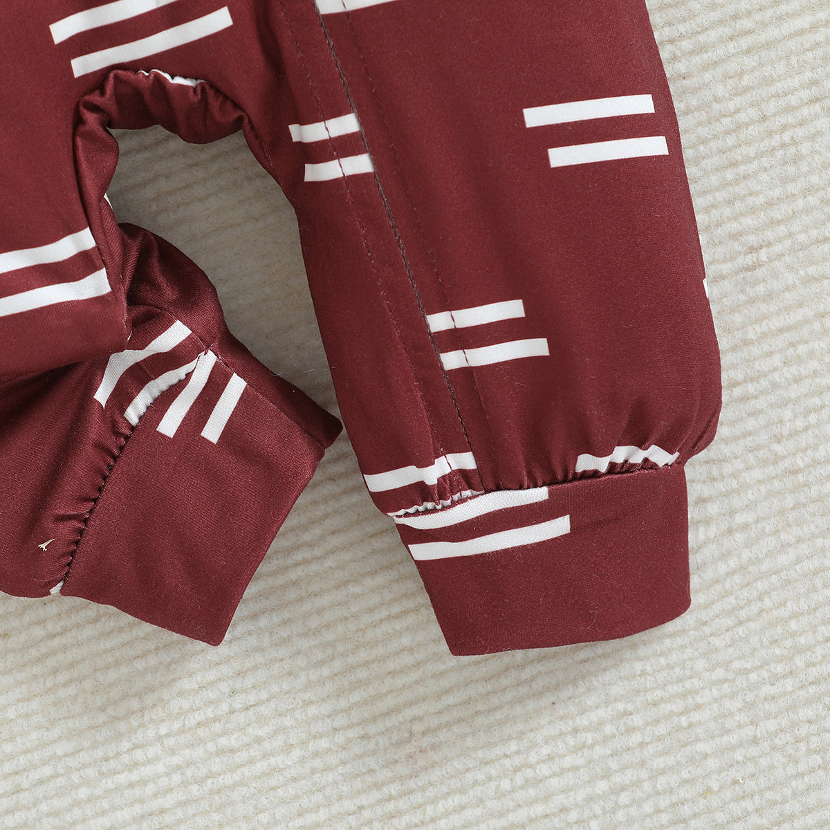 Infant Boys Maroon Printed Cotton Rompers