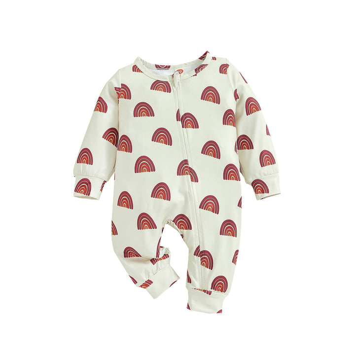 Infant Girls Off White Graphic Printed Cotton Rompers