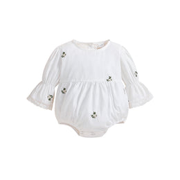 White Infant Girls Embroidered Cotton Romper