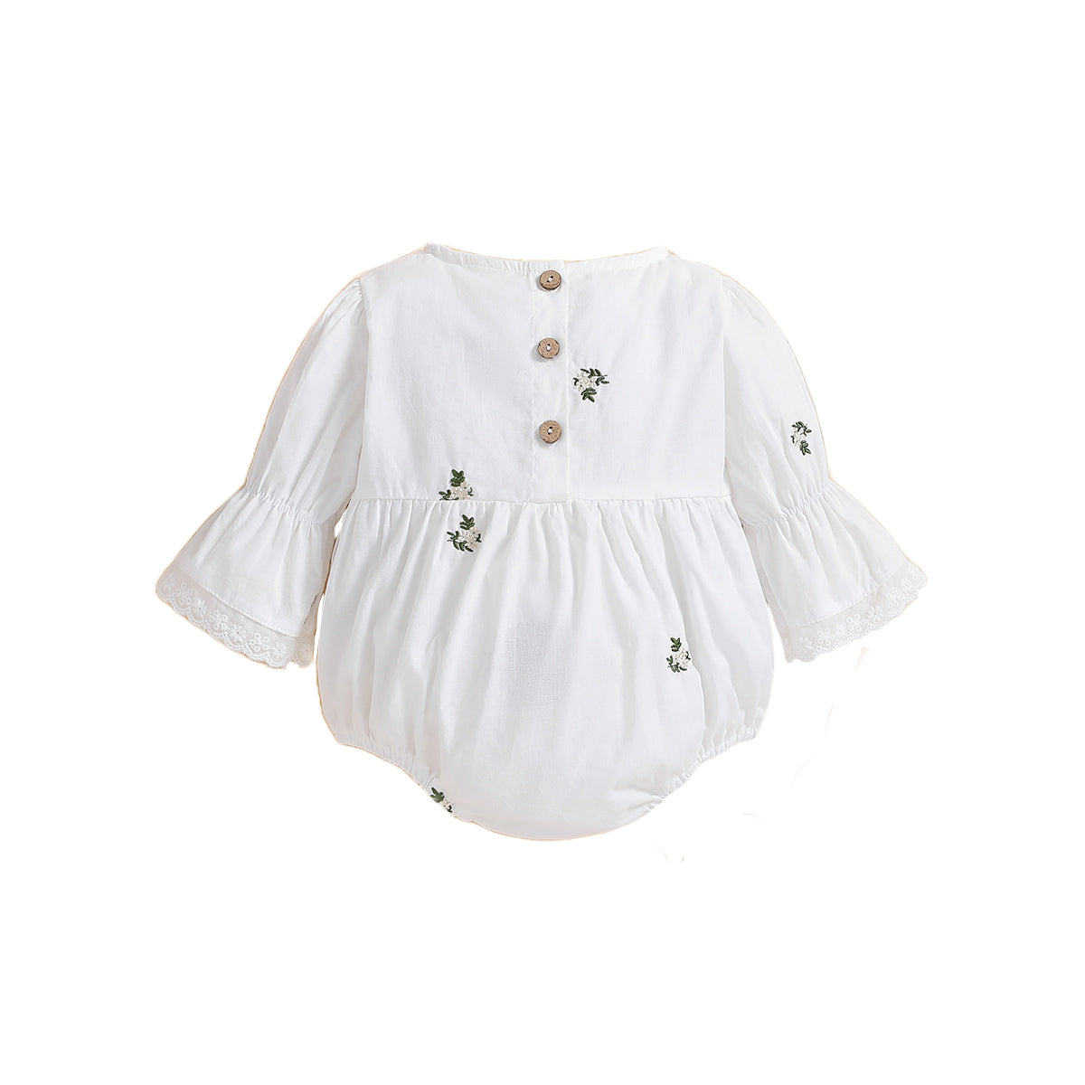 White Infant Girls Embroidered Cotton Romper