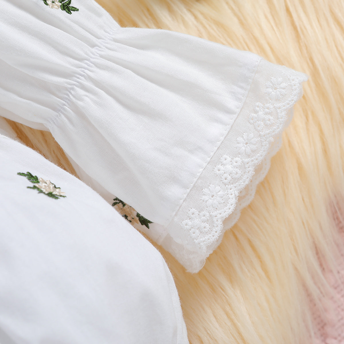 White Infant Girls Embroidered Cotton Romper