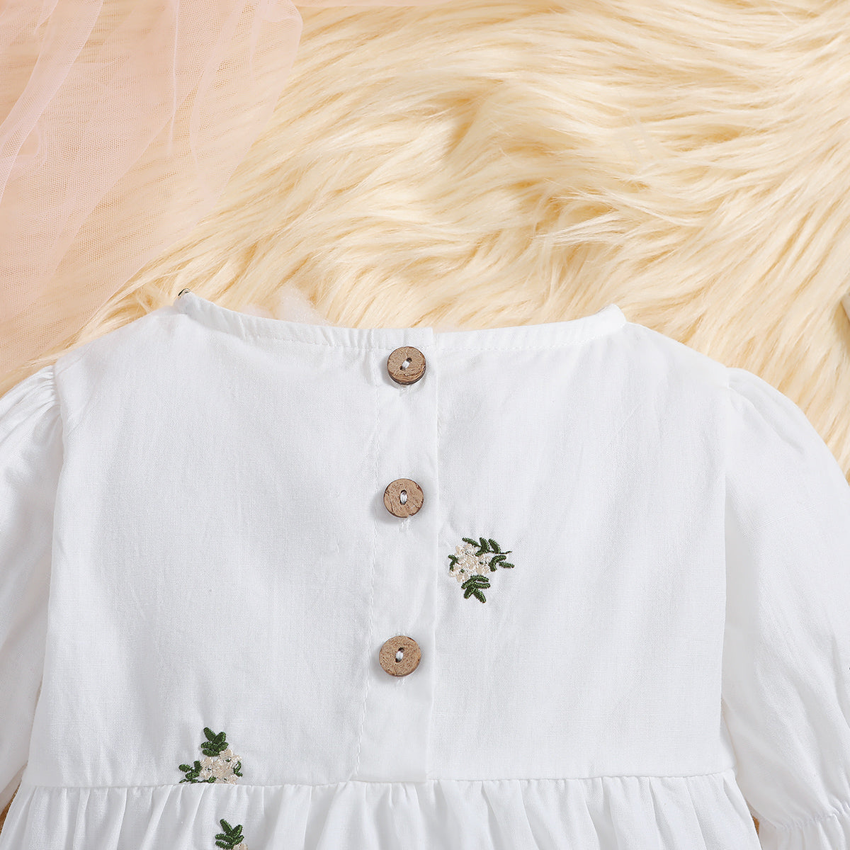 White Infant Girls Embroidered Cotton Romper