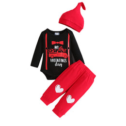 Infant Girls Red Printed Leotard with Joggers